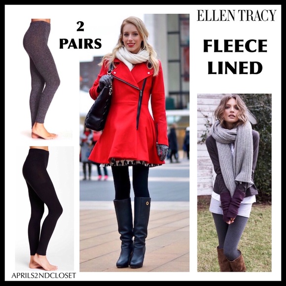 2 FLEECE LINED LEGGINGS FOOTLESS TIGHTS A2C - Picture 14 of 14